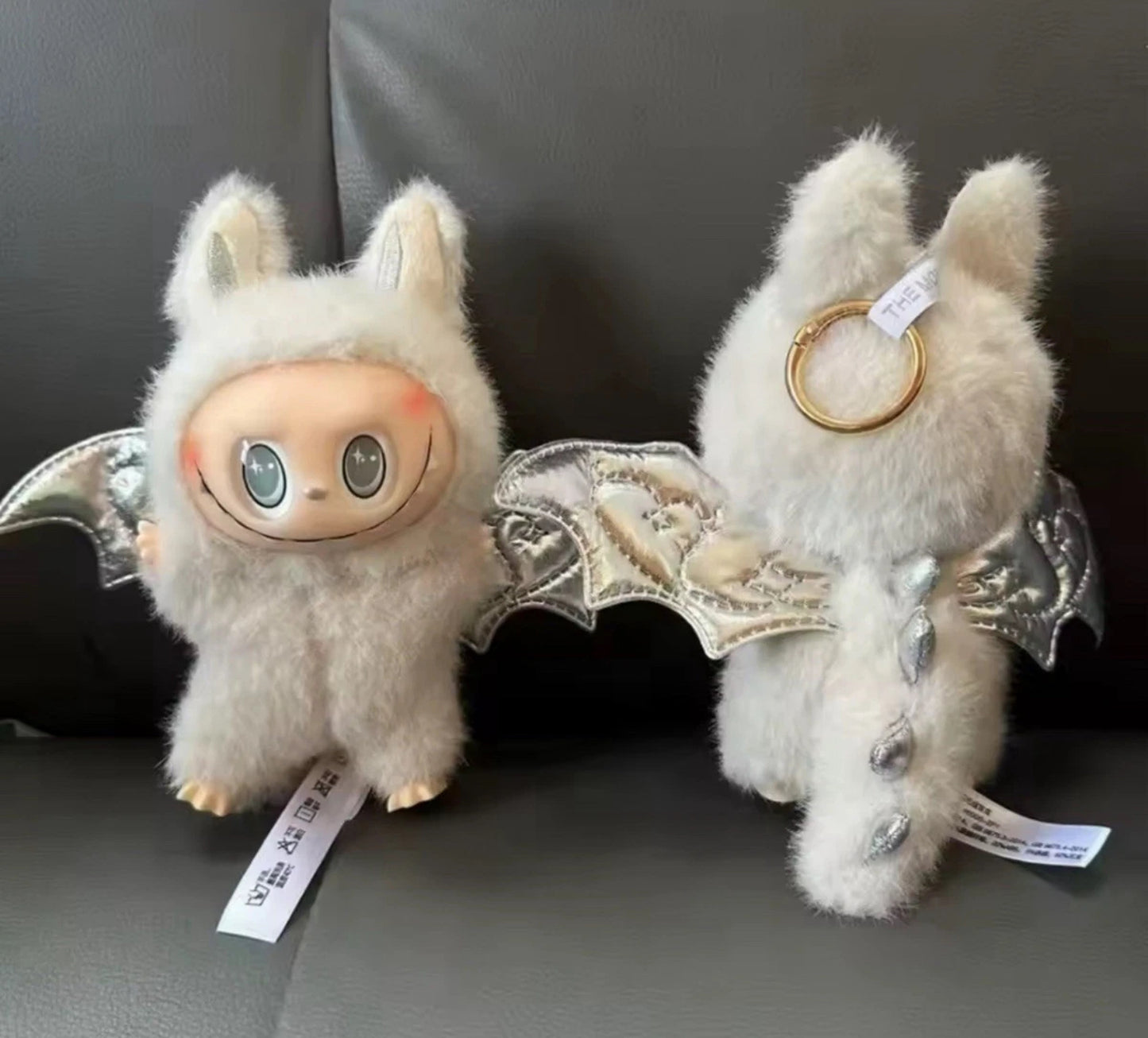 Labubu Monster White Angel Plüschpuppe 17 cm Schlüsselanhänger