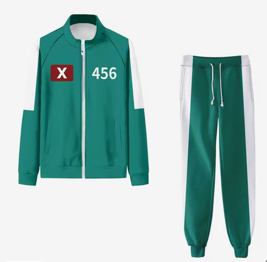456 Squid Game Cosplay Kostüm – Spieler Trainingsanzug für Erwachsene (Jacke + Hose)